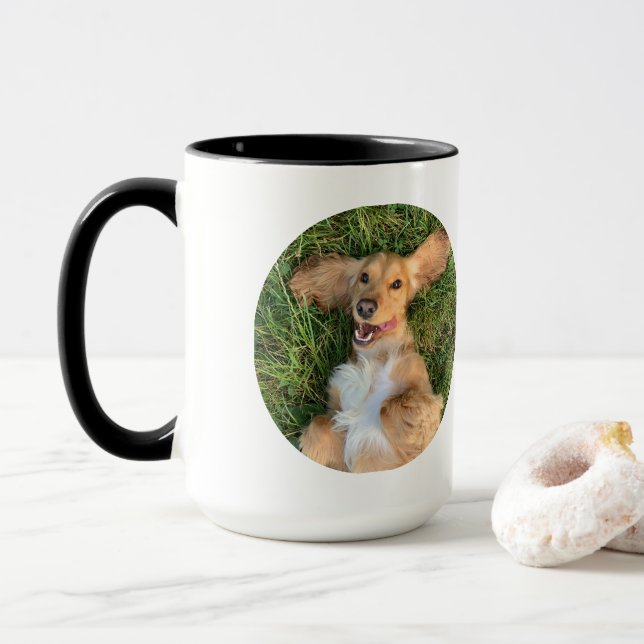 Personalized Dog Photo with Text | Custom Gift Tasse (Mit Donut)