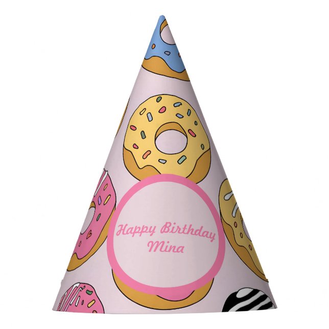 Personalized Donut-Themed Birthday Cone Partyhütchen (Vorderseite)