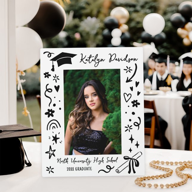 Personalized Doodle Graduation Photo Fotoplatte (Von Creator hochgeladen)