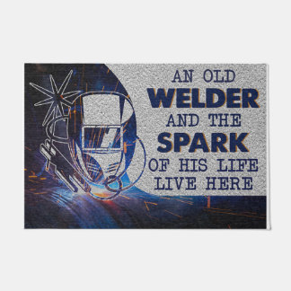 Personalized Doormat, An Old Welder And His Spark Fußmatte