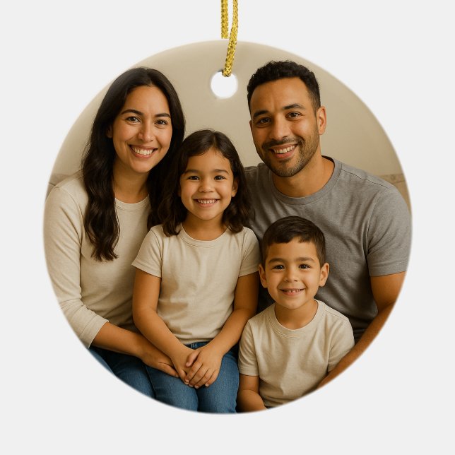 Personalized Double-Sided Family Photo Christmas Keramik Ornament (Vorne)