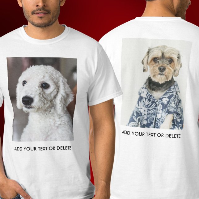 Personalized Double Sided Photo Text White T-Shirt (Von Creator hochgeladen)