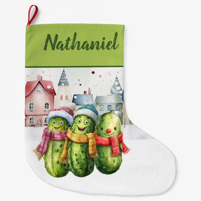 Personalized  Double Sided Pickle Großer Weihnachtsstrumpf (Vorderseite)