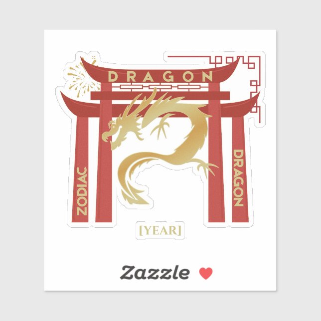 Personalized Dragon Zodiac Sticker / Dragón (Blatt)