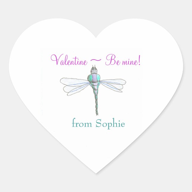 Personalized dragonfly valentine sticker (Vorderseite)