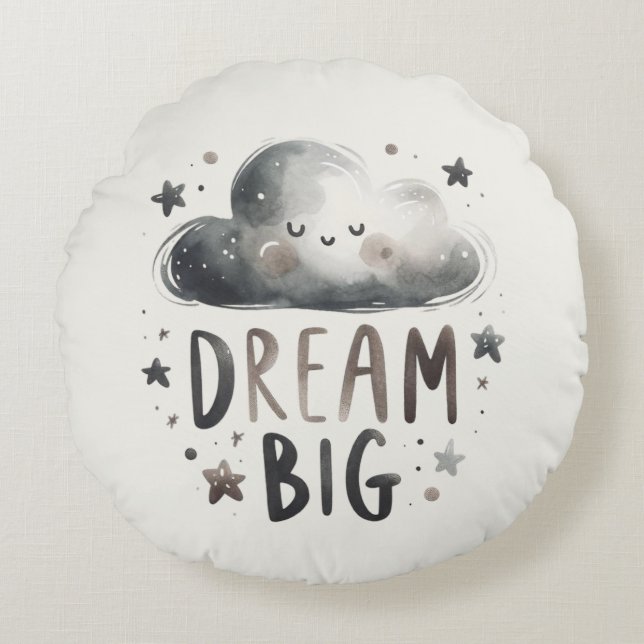 Personalized Dream Big - Custom Name & Birth Stats Rundes Kissen (Vorderseite)