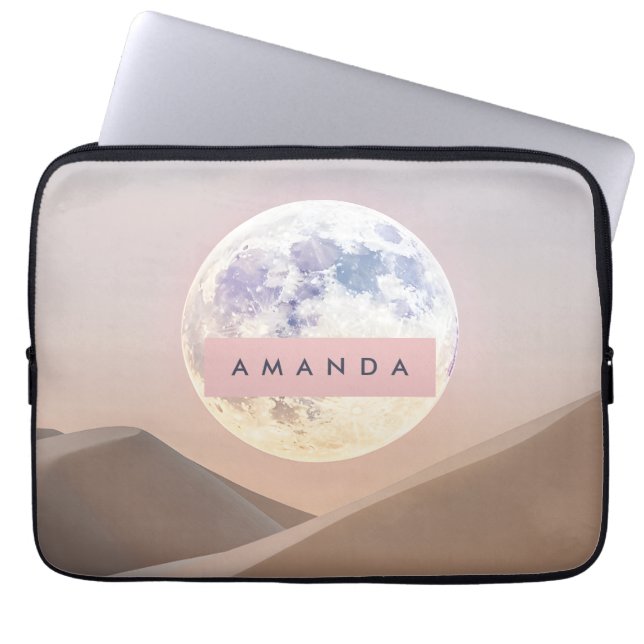 Personalized Dreamy Full Moon Over Desert  Laptopschutzhülle (Vorderseite)