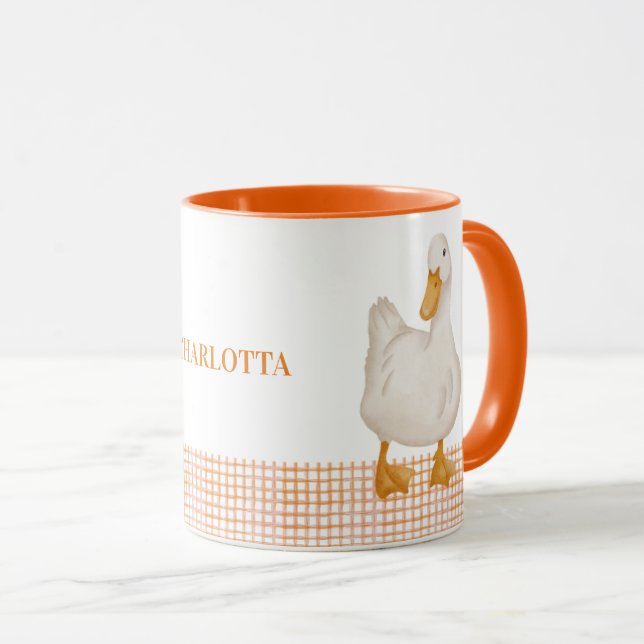 Personalized Duck Mug – Cute Farm Animal Design wi Tasse (VorderseiteRechts)