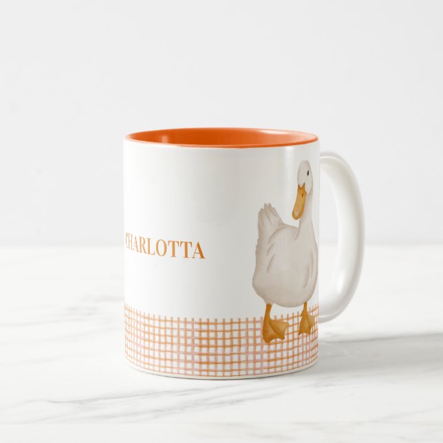 Personalized Duck Mug – Cute Farm Animal Design wi Zweifarbige Tasse (VorderseiteRechts)