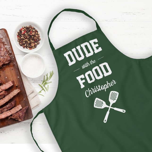 Personalized Dude with the Food Green Grilling Schürze (Von Creator hochgeladen)