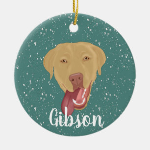 Personalized Dudley Labrador Christmas Keramik Ornament
