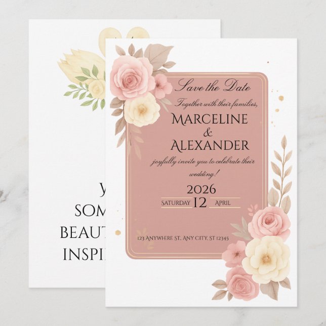 Personalized Dusty Rose Invitation Einladung (Vorne/Hinten)