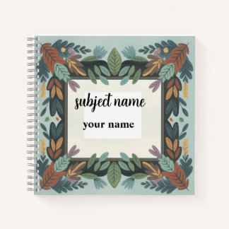 Personalized Earthy Botanical Frame Notebook Notizbuch