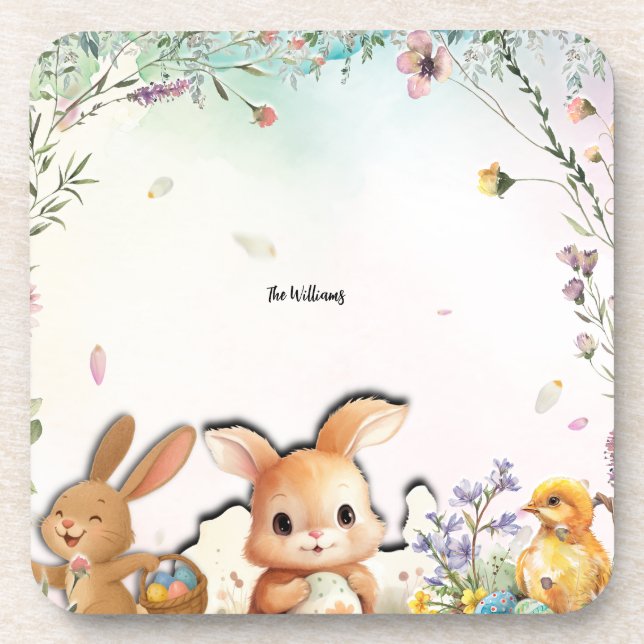 Personalized Easter Brunch Hard Plastic Coaster Getränkeuntersetzer (Vorderseite)