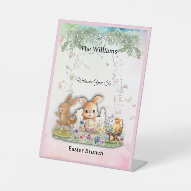 Personalized Easter Brunch Welcome Sign  Sockelschild (Vorderseite)