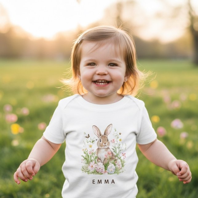 Personalized Easter Bunny Baby Custom Name Baby T-shirt (Von Creator hochgeladen)