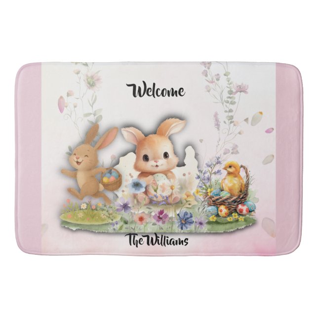Personalized Easter Bunny Bath Mat Badematte (Vorderseite)