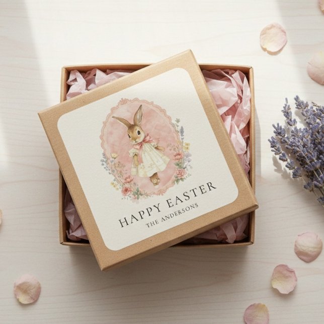 Personalized Easter Bunny Custom  Quadratischer Aufkleber (Von Creator hochgeladen)
