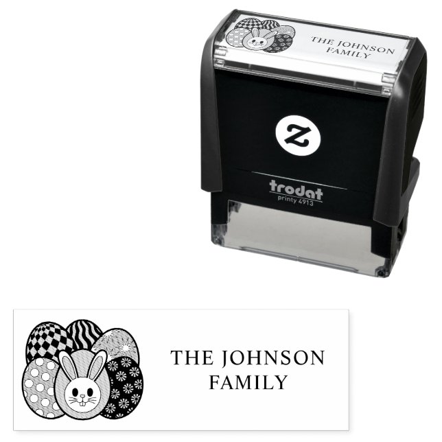 Personalized Easter Bunny Family Return Stamp Permastempel (Beispiel)