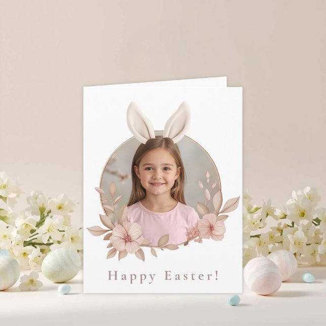 Personalized Easter Bunny Photo Greeting Card Karte (Von Creator hochgeladen)