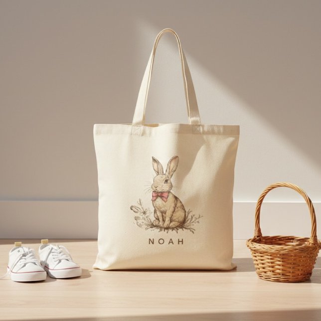 Personalized Easter Bunny Tote Bag with Name Tragetasche (Von Creator hochgeladen)