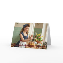 Personalized Easter Pin-Up Retro Greeting Card