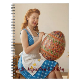 Personalized Easter Retro Artist Ginger Girl Noteb Notizblock