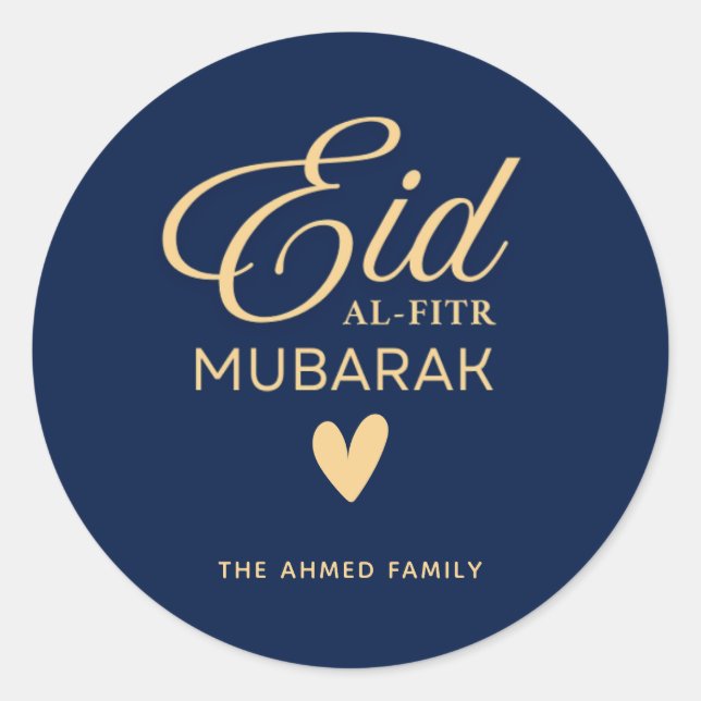 Personalized Eid al-Fitr Mubarak Round Sticker (Vorderseite)