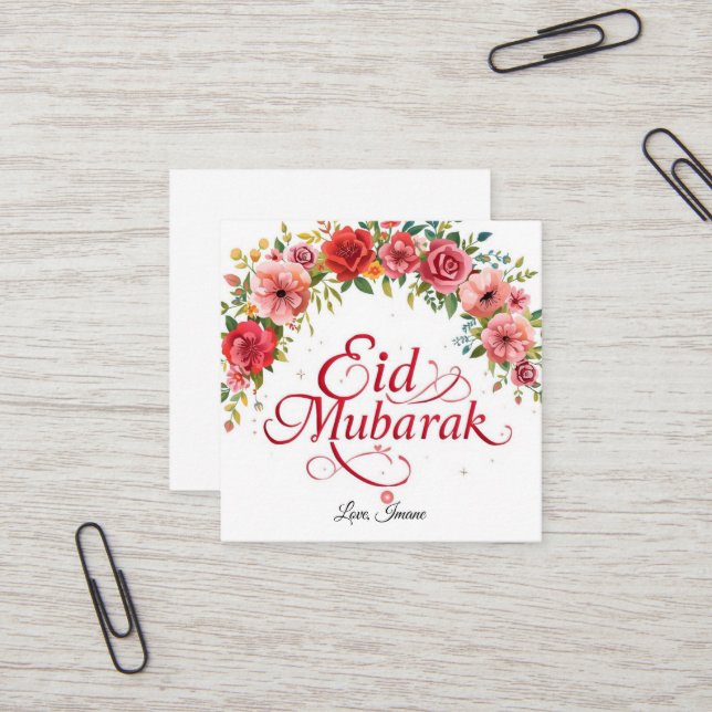 Personalized Eid Mubarak Business card Quadratische Visitenkarte (Vorderseite/Rückseite Beispiel)