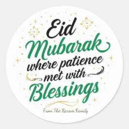 Personalized Eid Mubarak Muslim modern Classic  Runder Aufkleber