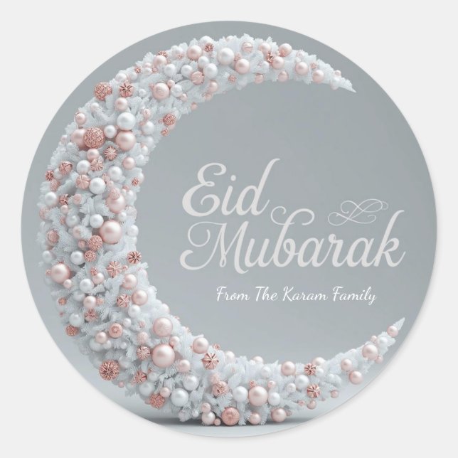 Personalized Eid Mubarak Muslim modern Classic  Runder Aufkleber (Vorderseite)