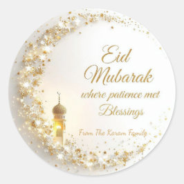 Personalized Eid Mubarak Muslim modern  Runder Aufkleber