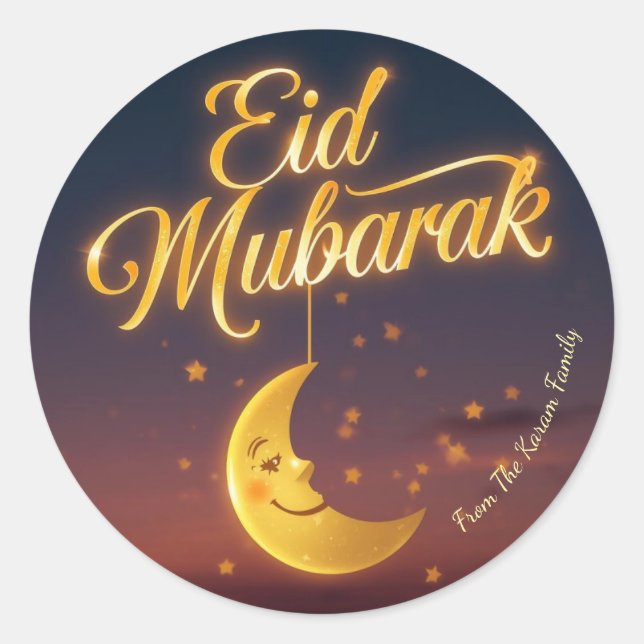 Personalized Eid Mubarak Muslim modern  Runder Aufkleber (Vorderseite)