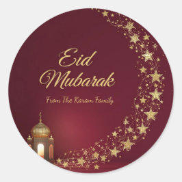 Personalized Eid Mubarak Muslim modern  Runder Aufkleber