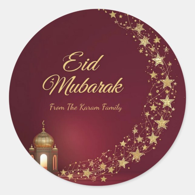 Personalized Eid Mubarak Muslim modern  Runder Aufkleber (Vorderseite)