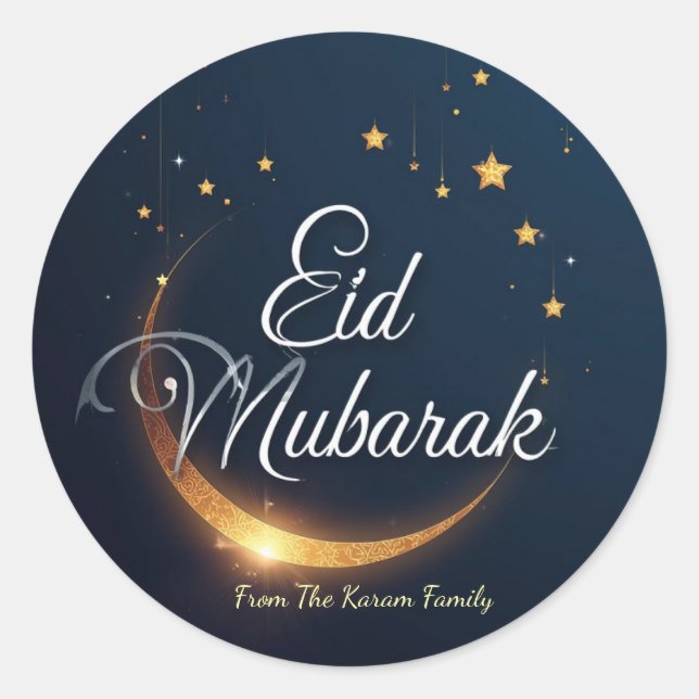Personalized Eid Mubarak Muslim modern  Runder Aufkleber (Vorderseite)