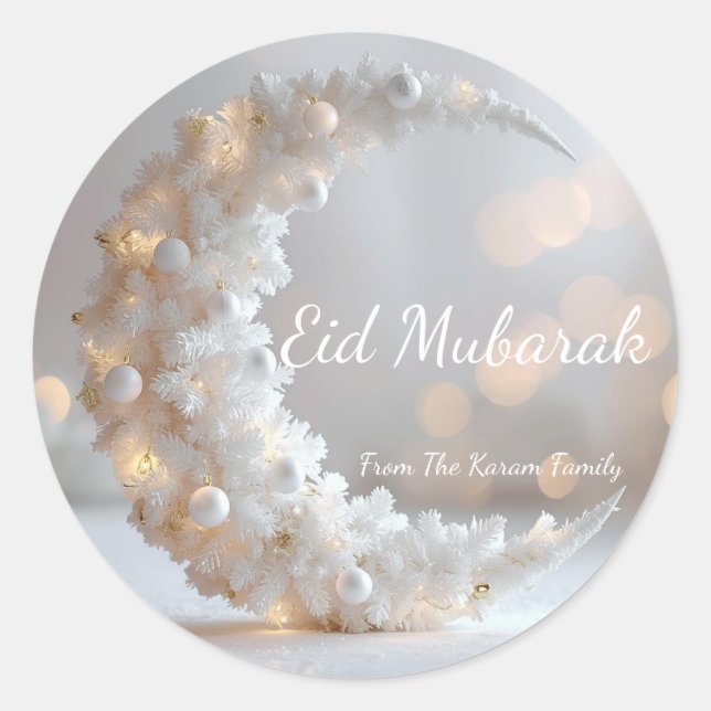 Personalized Eid Mubarak Muslim modern  Runder Aufkleber (Vorderseite)