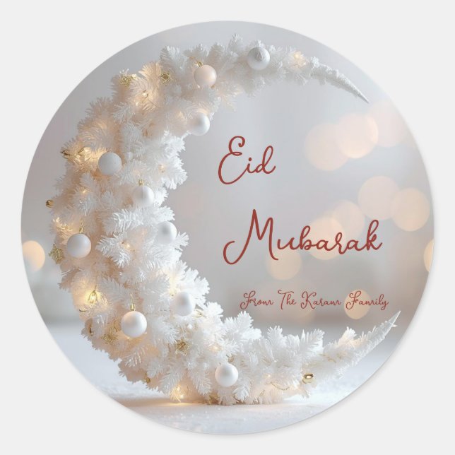 Personalized Eid Mubarak Muslim modern  Runder Aufkleber (Vorderseite)