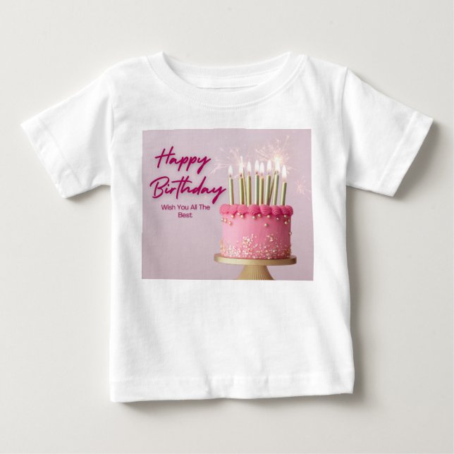 Personalized Elegant Birthday Greeting Card with P Baby T-shirt (Vorderseite)