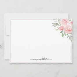 Personalized Elegant Blush Pink Roses and Greenery Mitteilungskarte