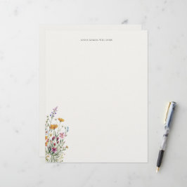 Personalized Elegant Chic Floral Letterhead Briefbogen