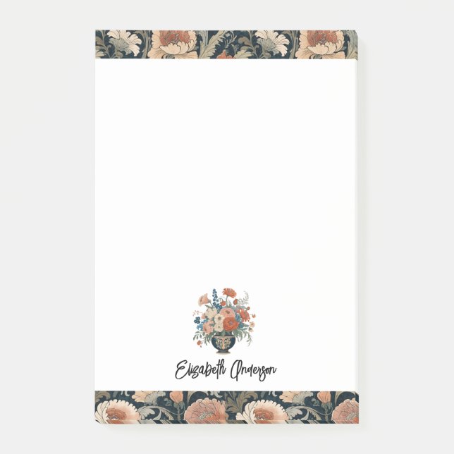 Personalized Elegant Dark Floral Post-it Klebezettel (Vorderseite)