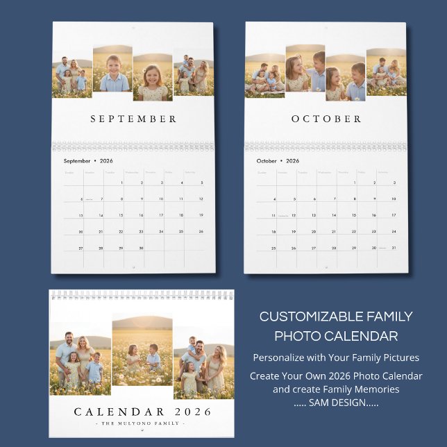 Personalized Elegant Family Memories Wall Calendar Kalender (Von Creator hochgeladen)