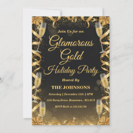 Personalized Elegant Gold Christmas Party Einladung