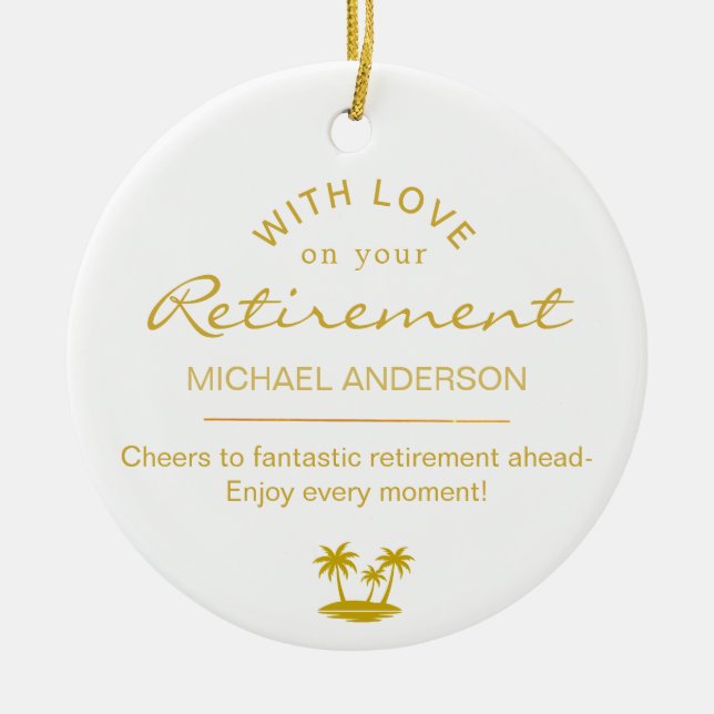  Personalized Elegant Gold Retirement Keepsake Keramik Ornament (Vorne)