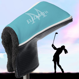 Personalized Elegant Monogram Name Initial Teal Golf Headcover