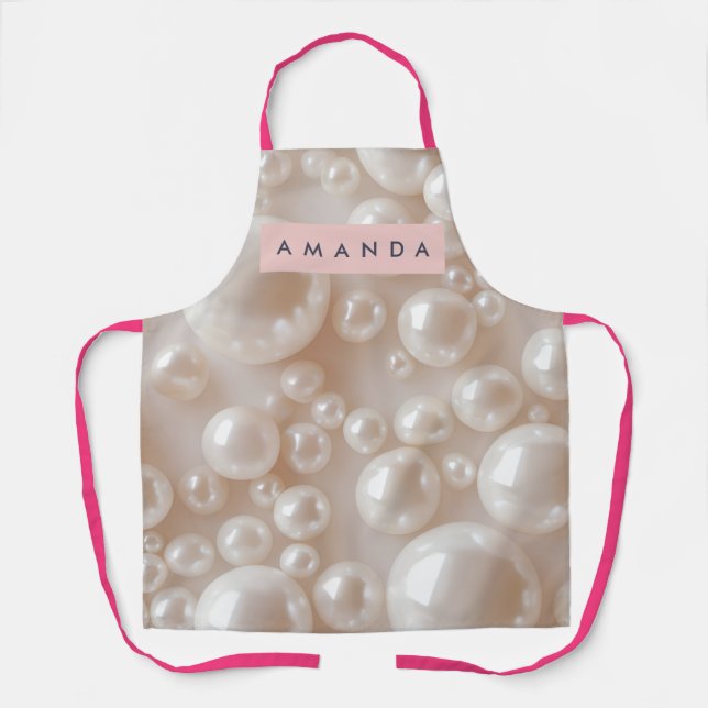 Personalized Elegant Pearl Soft White Luxury Schürze (Vorderseite)