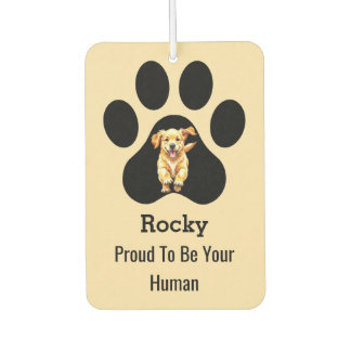 Personalized Elegant Pet Name Paw Proud Dog Owner Autolufterfrischer