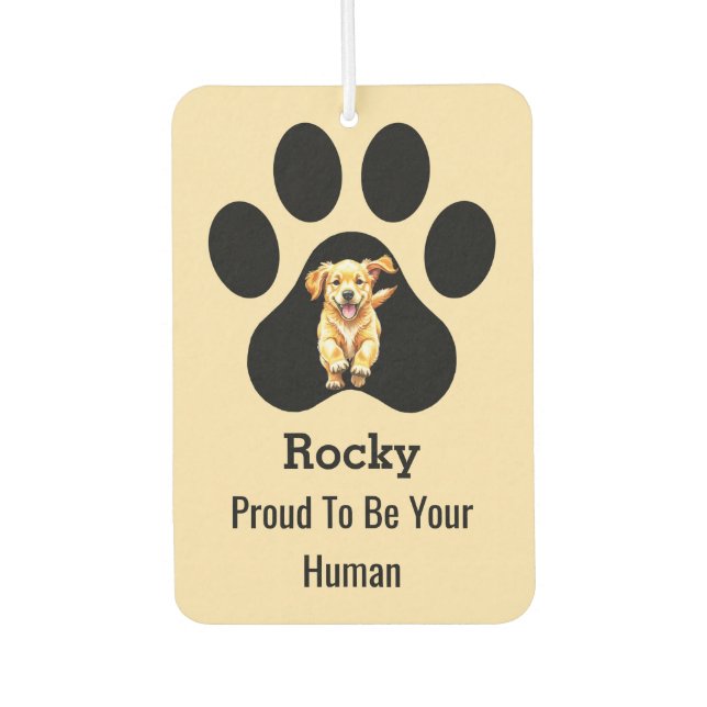 Personalized Elegant Pet Name Paw Proud Dog Owner Autolufterfrischer (Vorderseite)