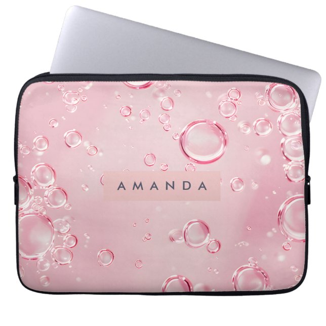 Personalized Elegant Pink Bubble Aesthetic Laptopschutzhülle (Vorderseite)